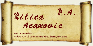 Milica Acamović vizit kartica